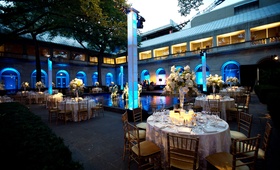 Courtyard Reception Space
Photography: Artisan Events
Read More:
http://www.insideweddings.com/weddings/breathtaking-blue-wedding-at-the-art-institute-of-chicago/251/ Art Institute of Chicago fountain and archways