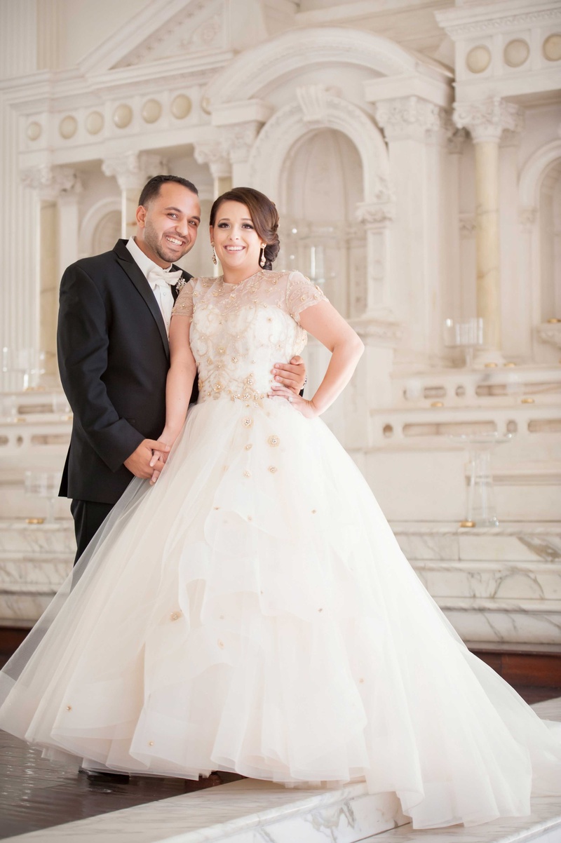 Vibiana Wedding Couple Portrait
Photography: KLK Photography
Read More:
http://www.insideweddings.com/weddings/greek-orthodox-church-ceremony-glamorous-purple-gold-reception/730/ Mon Amie Bridal Salon creative director wedding portrait in Lazaro wedding dress
