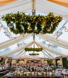 Greenery %26 Orbs at Tented Wedding
Photography: Paul Barnett Photography
Read More:
http://www.insideweddings.com/weddings/fall-wedding-with-outdoor-ceremony-tented-reception-in-california/1220/ wedding reception greenery ceiling installations with glass orbs candles white drapery tent wood