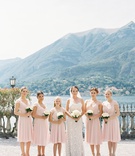 Bridesmaids in Short Light Pink Gowns
Photography: Jacqui Cole
Read More:
http://www.insideweddings.com/weddings/elegant-alfresco-ceremony-stunning-villa-reception-in-lake-como/1256/ bride in pretty wedding dress with flower girl and bridesmaids in short knee length pink dresses