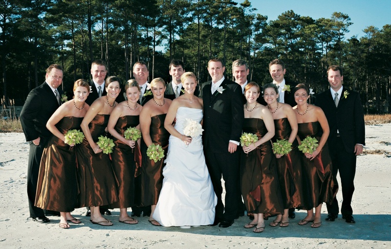 The Wedding Party
Photography: Tamara Lackey Photography
Read More:
http://www.insideweddings.com/weddings/lime-green-hued-fall-wedding-in-south-carolina/219/ Bridesmaids in sandals and groomsmen