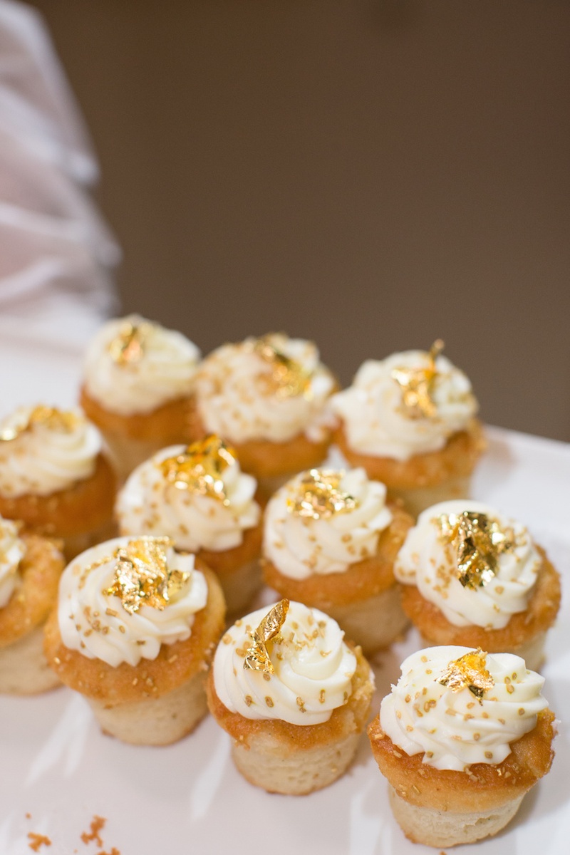 Cakes & Desserts Photos Vanilla Cupcakes with Gold Flakes Inside