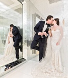 Bride %26 Groom Kiss with Champagne
Photography: Carasco Photography
Read More:
http://www.insideweddings.com/weddings/traditional-ceremony-ballroom-reception-in-downtown-chicago/1197/ bride and groom in room with mirror walls veil strapless wedding dress champagne kiss