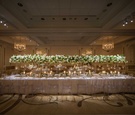 Long White Tablescape, Tall Connecting Arrangements