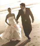 The Bride and Groom
Photography: Elizabeth Messina
Read More:
http://www.insideweddings.com/weddings/cozy-seaside-celebration-in-santa-barbara-california/173/ Sepia toned photo of couple on beach