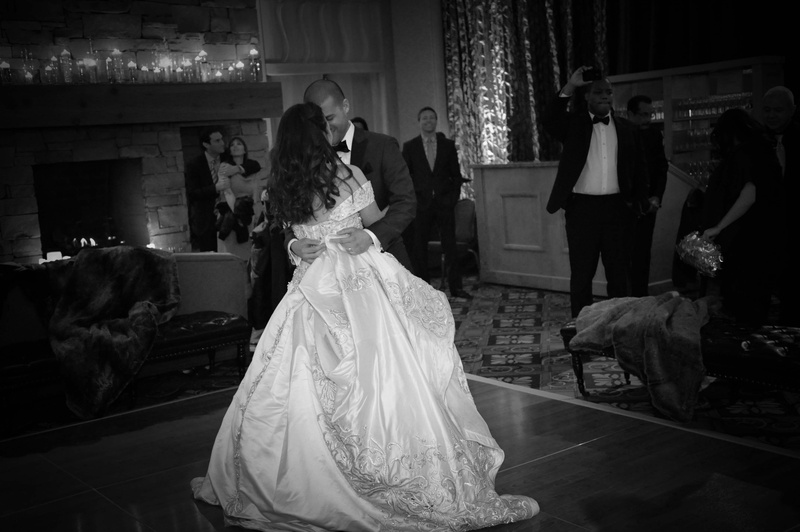 Couple's First Dance
Photography: Handeland Tesoro Photography
Read More:
http://www.insideweddings.com/weddings/snowy-outdoor-winter-ceremony-cozy-lodge-reception/522/ Bride and groom dancing at indoor reception