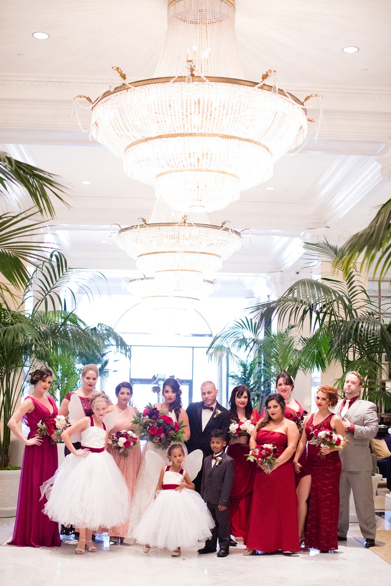 Flower Girls in Fairy Wings with Wedding Party
Photography: Acqua Photo
Read More:
http://www.insideweddings.com/weddings/balboa-park-wedding-with-wine-inspired-color-scheme-in-san-diego/948/ bride in hayley paige, flower girls with fairy wings, mismatched bridesmaids, bridesmen