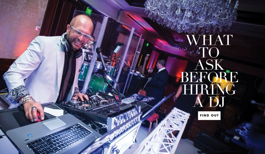 What to Ask Your DJ
Article: 5 Questions to Ask Before Hiring Your DJ
Photography: Jay Lawrence Goldman Photography
Read More:
http://www.insideweddings.com/news/planning-design/5-questions-to-ask-before-hiring-your-dj/3946/ What questions to ask before hiring a dj for your wedding day