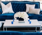 Rehearsal Dinner Décor with Blue and White Accents