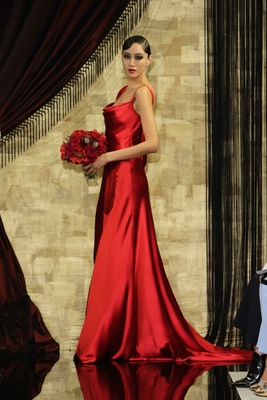 Theia Red Strapless Dress