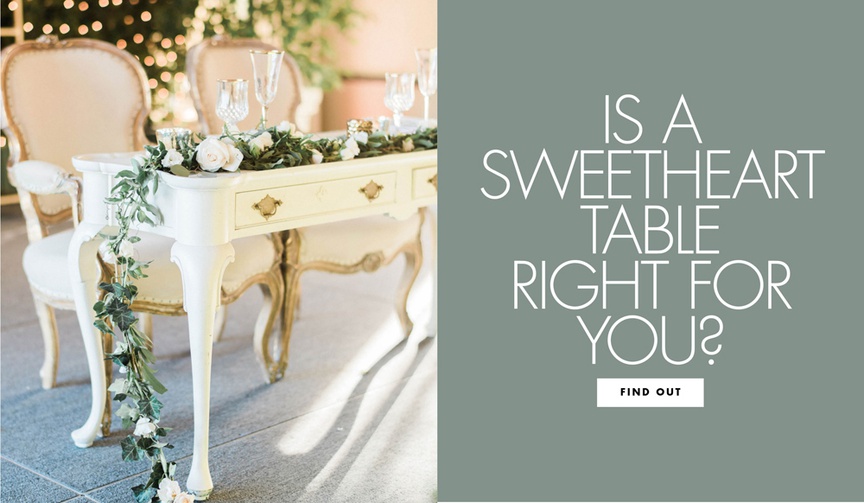 The Pros and Cons of a Sweetheart Table
Article: The Pros and Cons of a Sweetheart Table
Photography: Ether %26 Smith
Read More:
http://www.insideweddings.com/news/planning-design/the-pros-and-cons-of-a-sweetheart-table/4568/ pros and cons of a sweetheart table, sweetheart table or head table