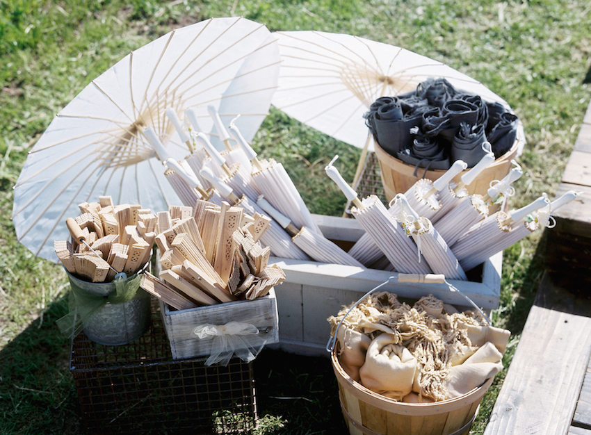 Outdoor Wedding Ceremony Fans Shade Parasols Inside Weddings