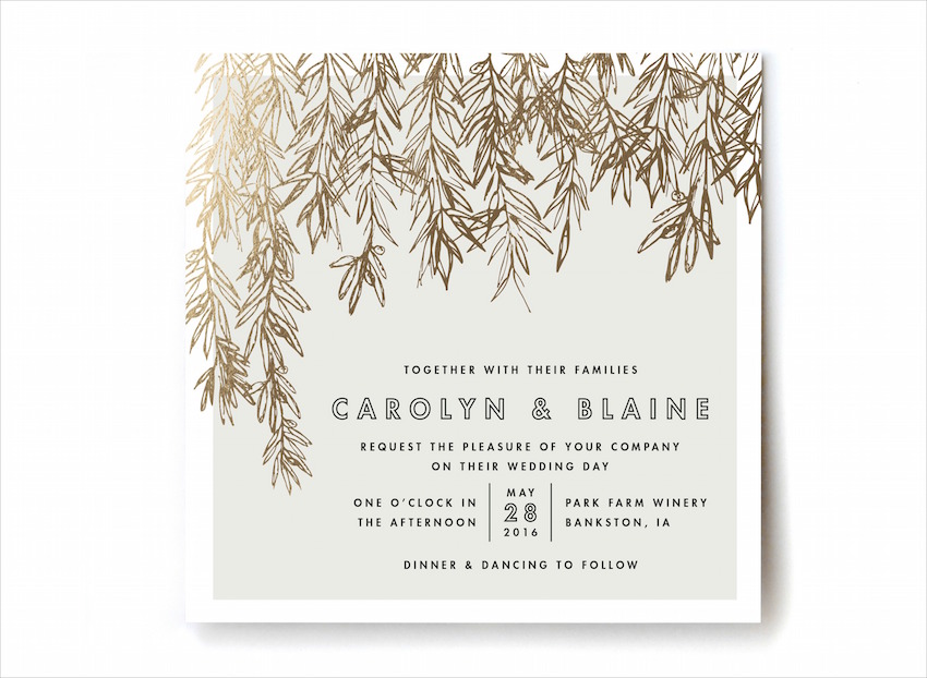 fall wedding invitations kraft paper gold foil wedding invites