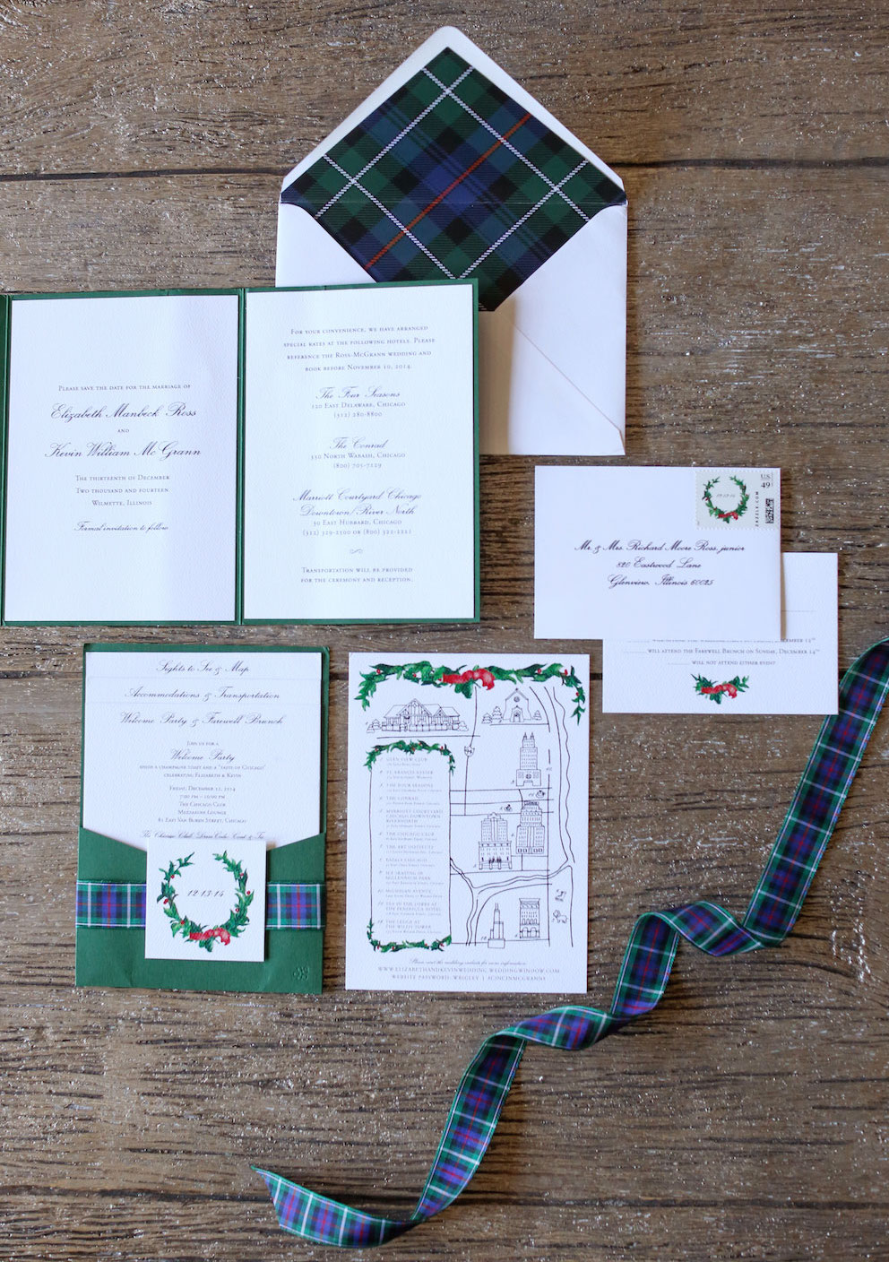 Winter wedding Christmas theme invitations