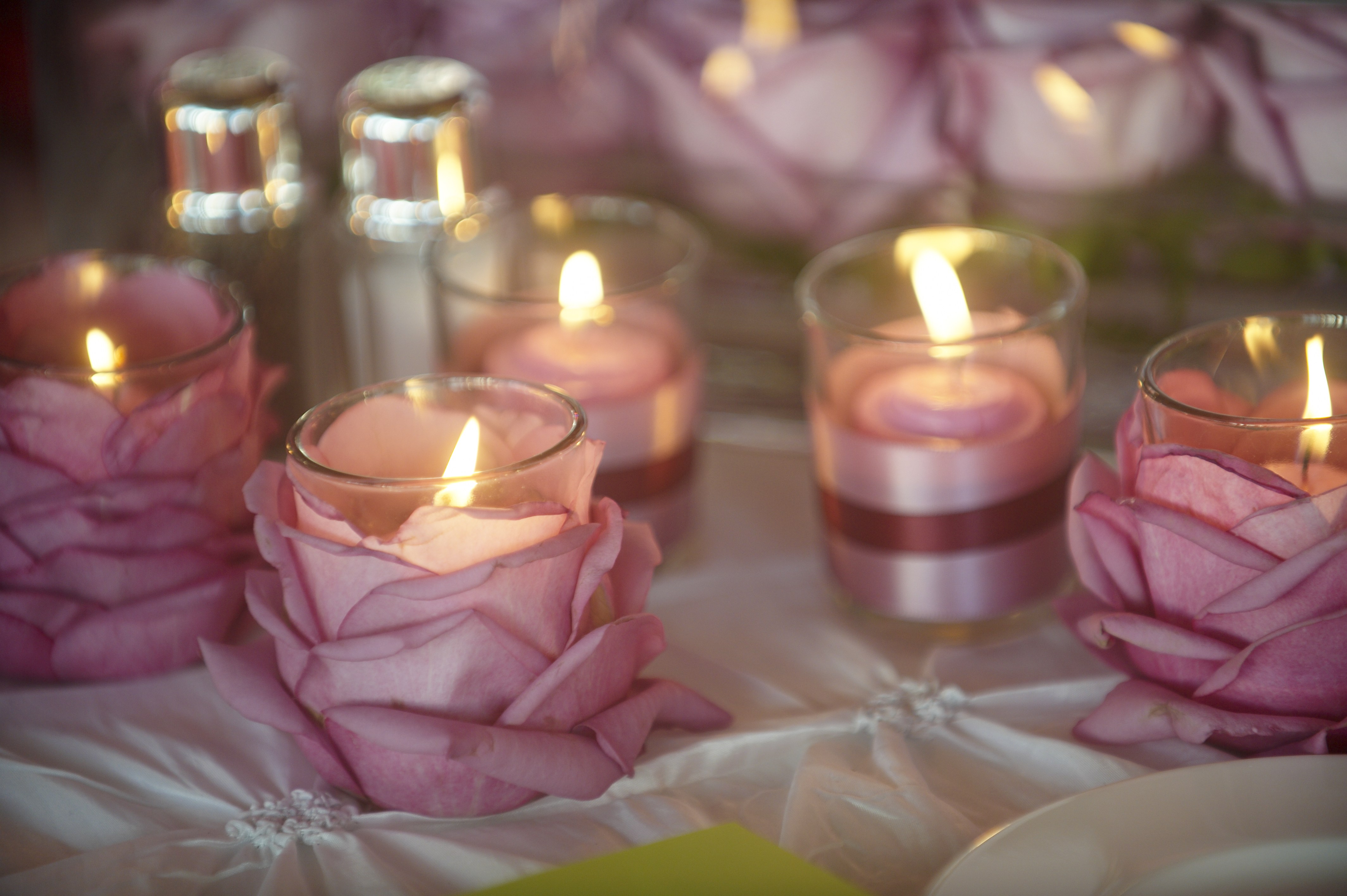 candles for reception tables