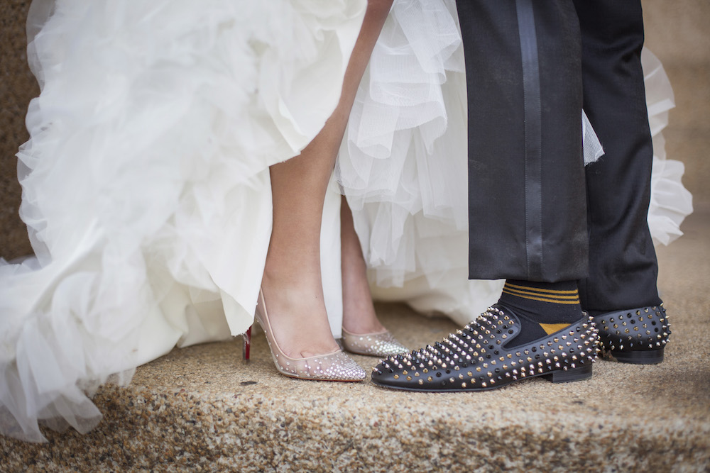 bride with black shoes