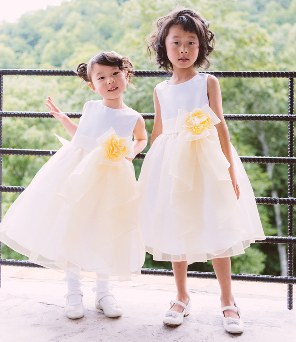 yellow and white flower girl dresses