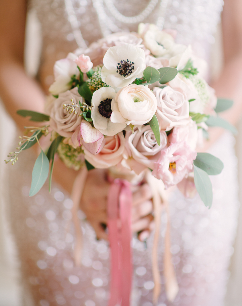 pink and white wedding bouquet