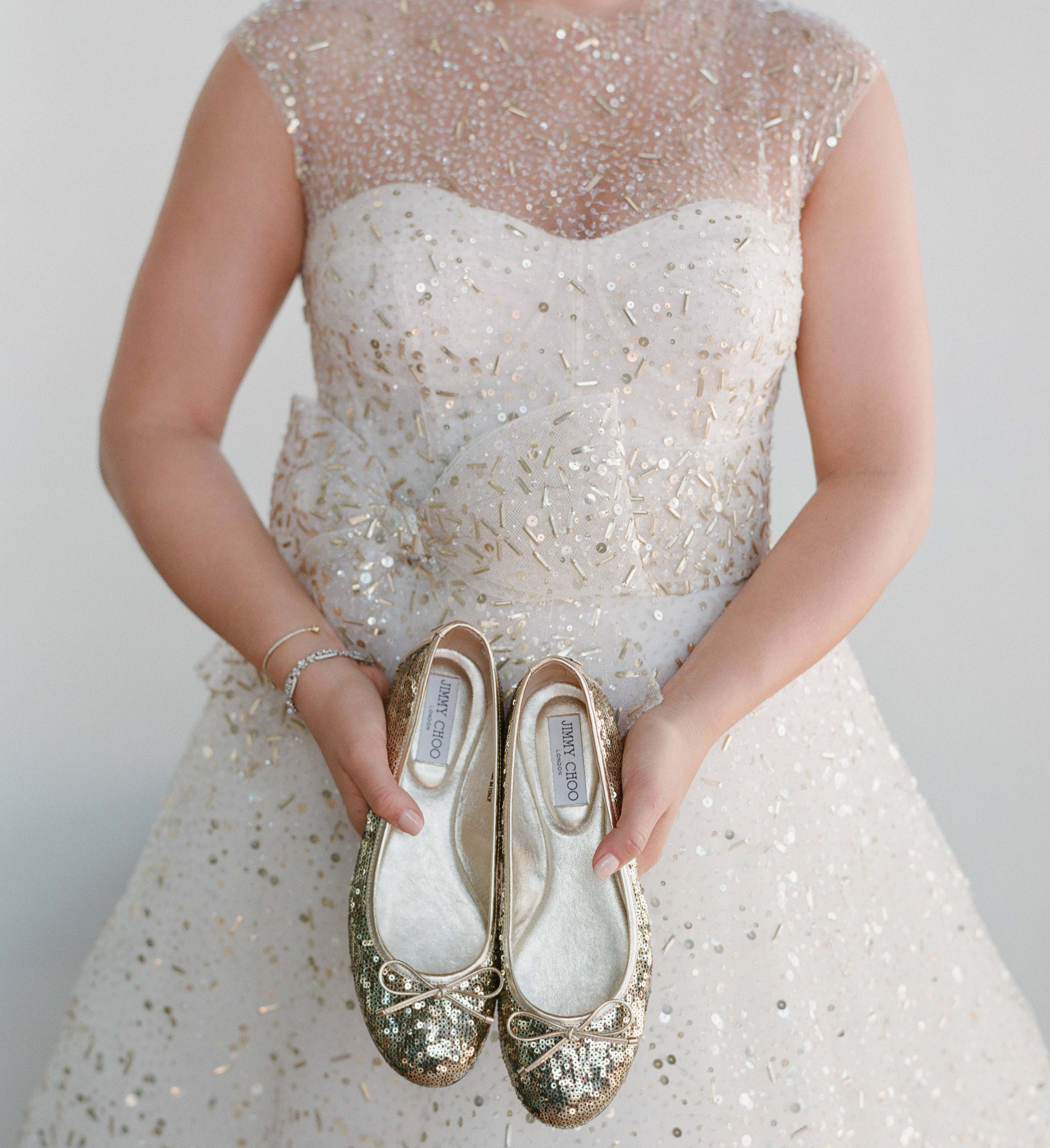 gold flat shoes for wedding