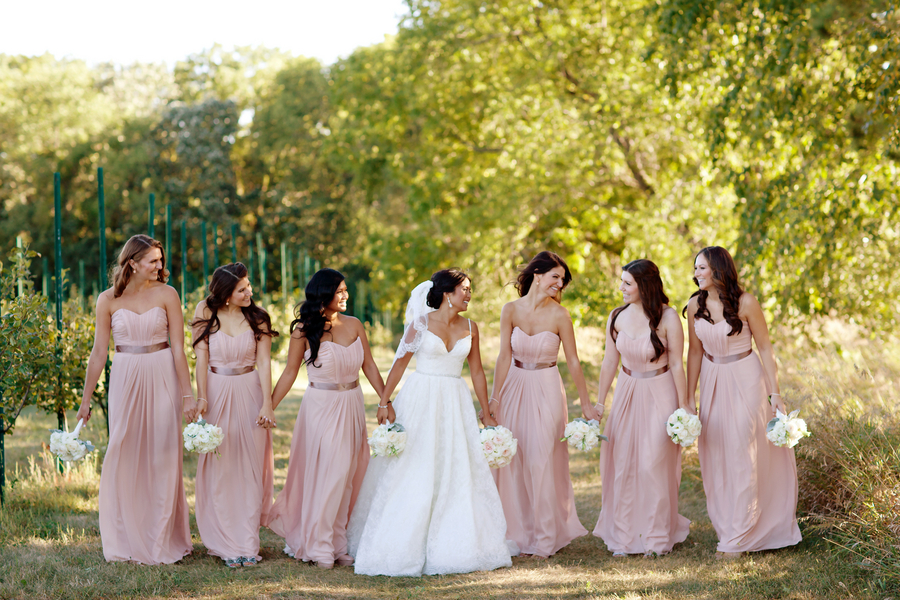 pink and white bridesmaid dresses