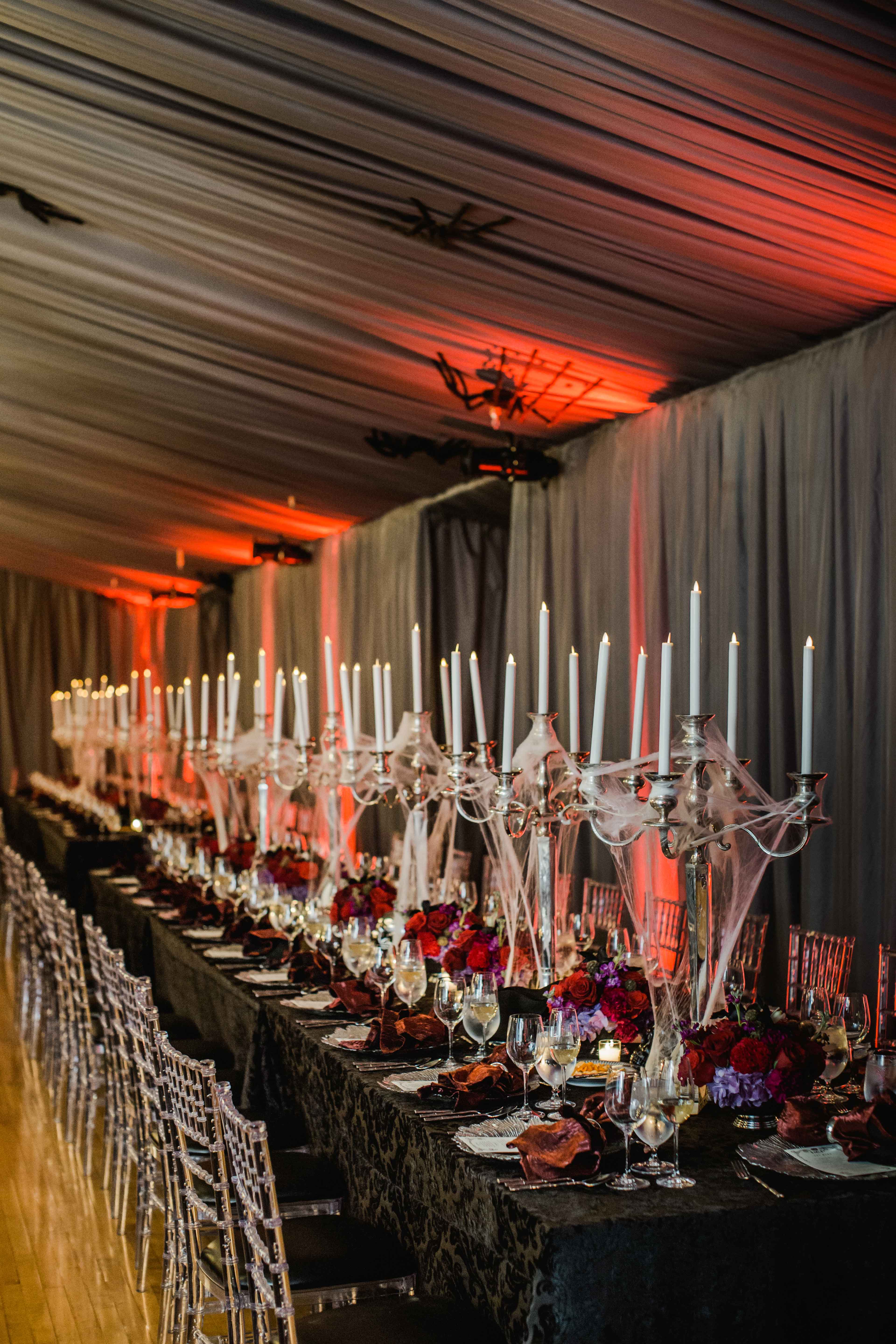 Dazzlingly Dark Halloween Wedding Reception