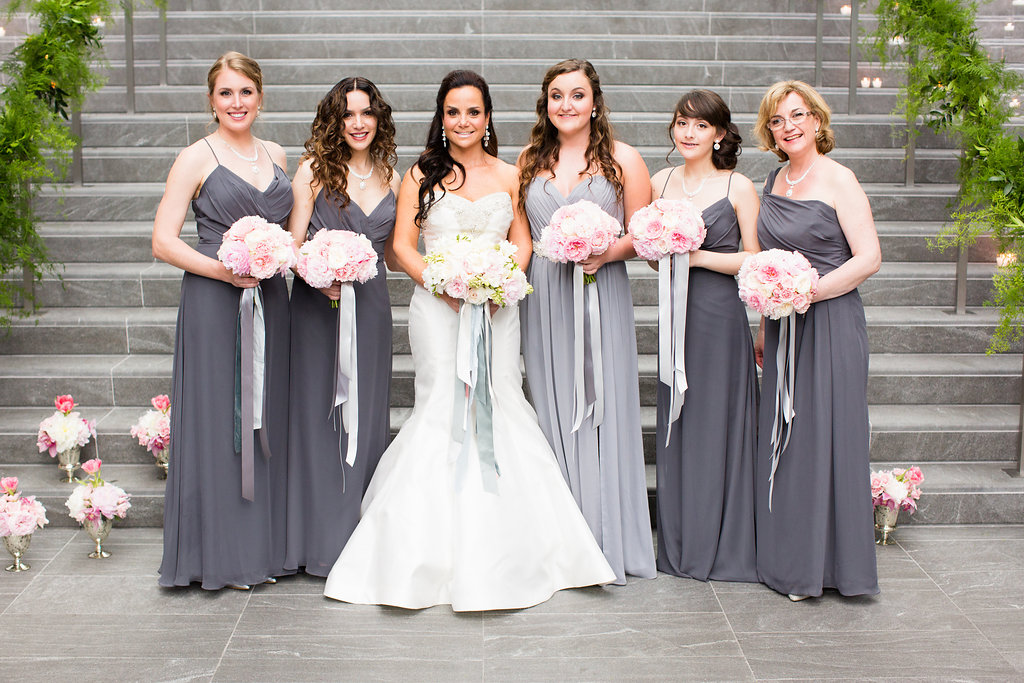 bridal parties with different dresses