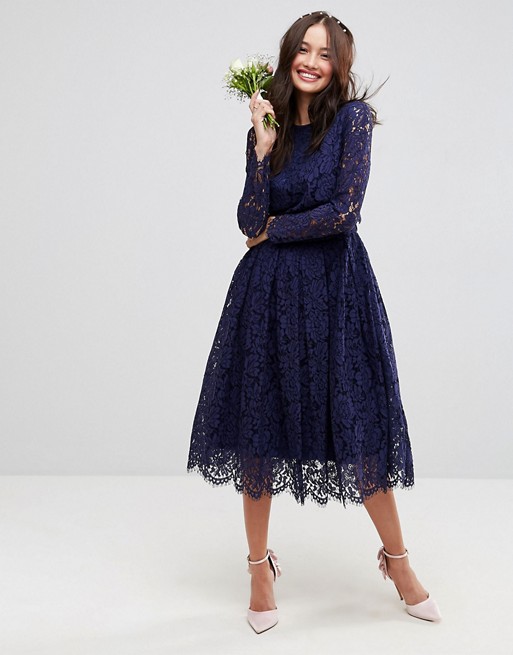 asos navy blue bridesmaid dress