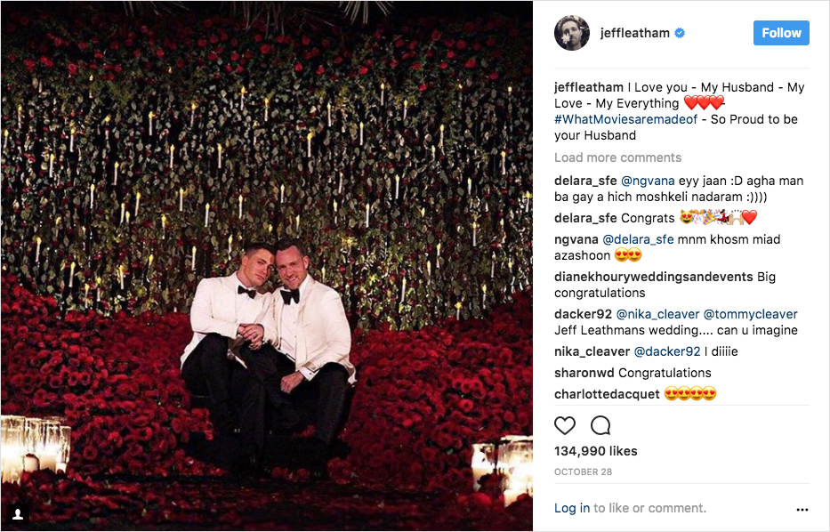 colton haynes jeff leatham wedding photo